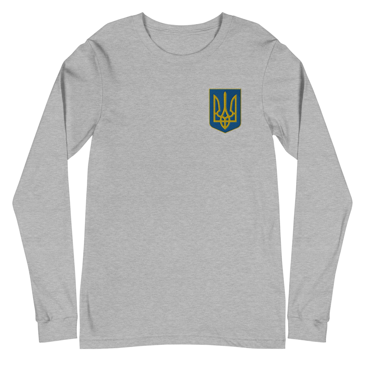 Unisex Long Sleeve Tee with Ukrainian Coat of Arms embroidery