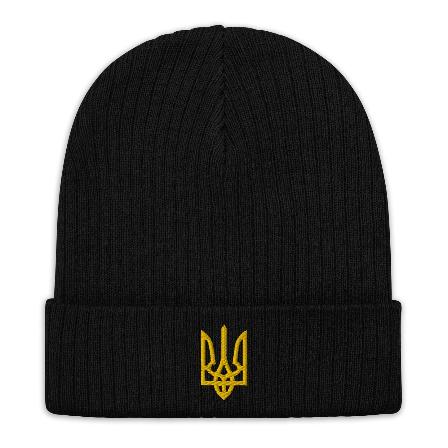 Ribbed knit Ukrainian Coat of Arms Beanie