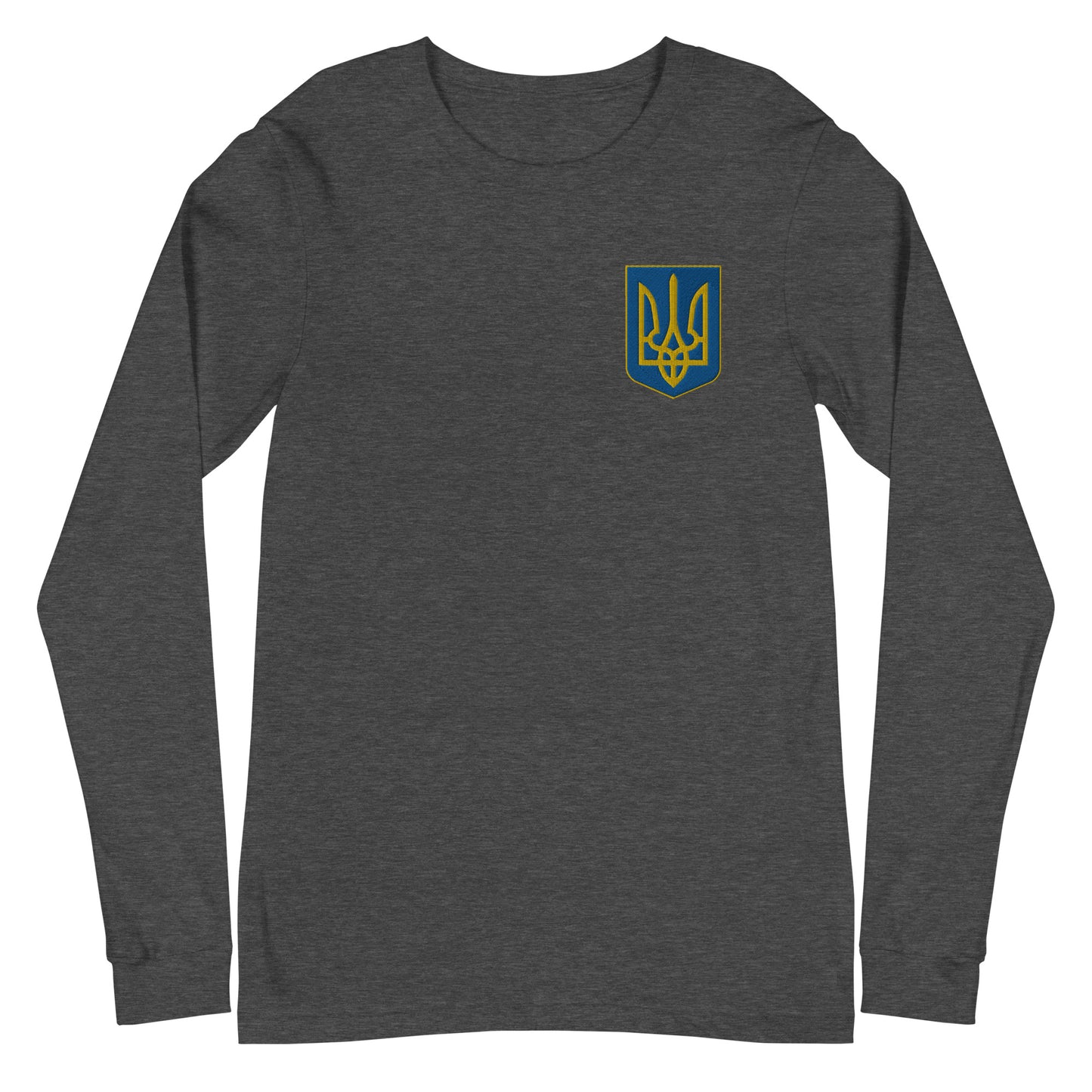 Unisex Long Sleeve Tee with Ukrainian Coat of Arms embroidery
