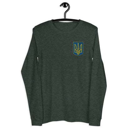 Unisex Long Sleeve Tee with Ukrainian Coat of Arms embroidery