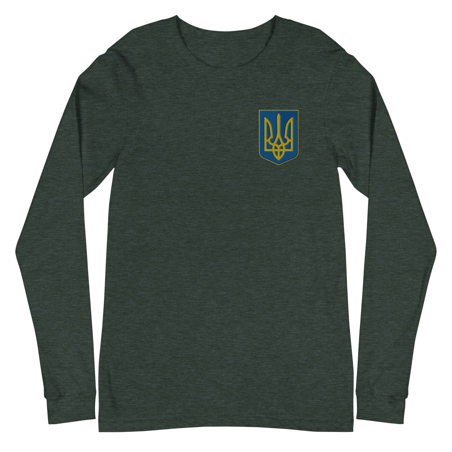 Unisex Long Sleeve Tee with Ukrainian Coat of Arms embroidery