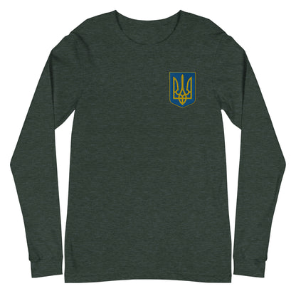 Unisex Long Sleeve Tee with Ukrainian Coat of Arms embroidery