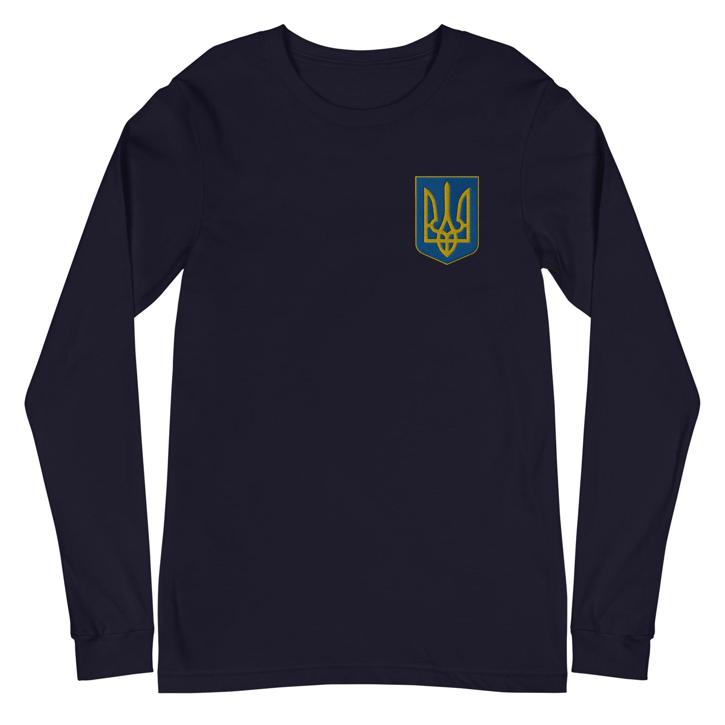 Unisex Long Sleeve Tee with Ukrainian Coat of Arms embroidery