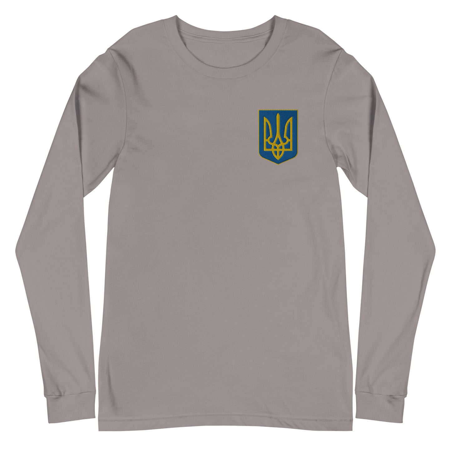 Unisex Long Sleeve Tee with Ukrainian Coat of Arms embroidery