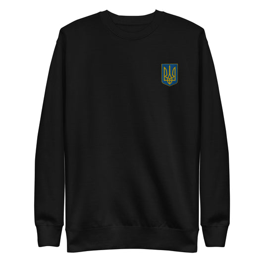 Unisex Premium Sweatshirt with Ukrainian Coat of Arms embroidery